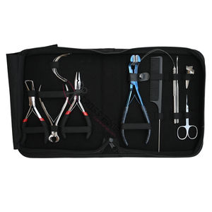 Wholesale Silver Hair Extension tools Set featuring Blue Tape In Plier Bead Remover Crimping Plier Keratin Bond <b>Cutter</b> in Case - Product Image 1