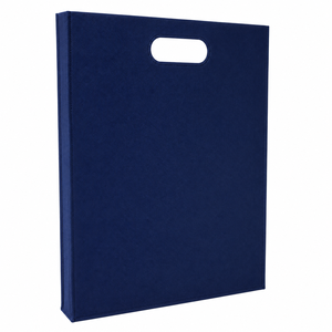 Sac de courses réutilisable bleu marine en non-tissé, coupe en D, robuste, promotionnel, fourni par l'usine - Product Image 5