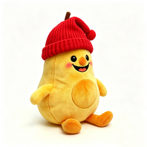 Jouet en peluche poire adorable personnalisé avec bonnet tricoté pour les amateurs de fruits et les cadeaux, poire mignonne de saison, décoration d'hiver en peluche. - Product Image 2