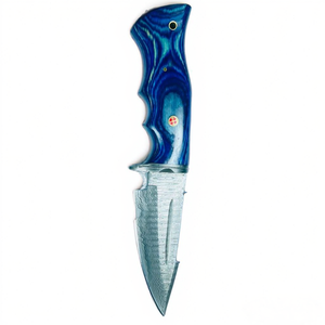 Couteau de chasse en acier Damas à lame droite, manche en cuir, qualité industrielle, outil de survie extérieur personnalisable, OEM - Product Image 5