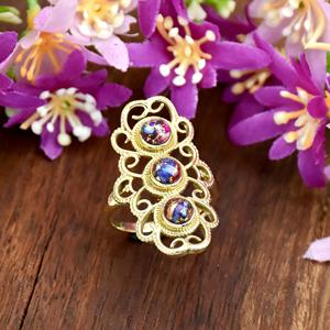 Handmade Pink Oyster <b>Turquoise</b> Gemstone <b>Ring</b> December Natural Birthstone 18k Vermeil <b>Gold</b> Fine <b>Ring</b> Jewelry Gift For Women - Product Image 3