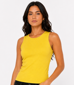 Débardeur col bateau pour femme OEM, design de logo personnalisé sur le devant, mélange tricoté premium Spandex/Polyester, léger avec rubans boutonnés - Product Image 1