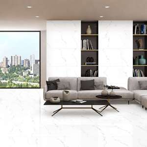 Baldosas de Porcelana con Aspecto de Mármol Blanco, 600x1200mm, Superficie Brillante, Textura de Piedra, Aislamiento Térmico Moderno, 8mm de Grosor, para Baño y Comedor - Product Image 1