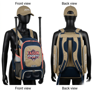 Premium 900D Polyester 420 GSM Olive Green Grey Panel Baseball <b>Bag</b> Custom Embroidery Print Logo - Product Image 2