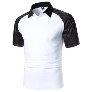 Camiseta Polo Blanca para Hombre con Manga Negra, Manga Corta, Tejida, Transpirable, Estilo Casual, MOQ Bajo, Camisetas Polo para Hombre - Product Image 4