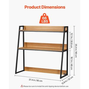 Organizzatore da Scrivania a 2 Livelli in Legno, 95x32x90 cm, Scaffale Portaoggetti per Ufficio e Libreria - Product Image 3