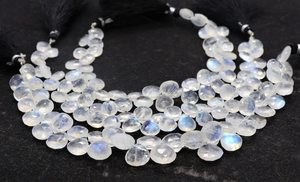 Cuentas facetadas de piedra lunar arcoíris natural AAA en forma de corazón de 9-10 mm, cuentas de piedras preciosas arcoíris, hilo de 10 pulgadas, por mayorista indio. - Product Image 3