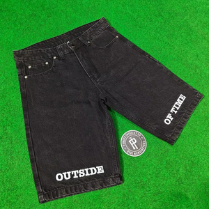 ผู้ผลิตกางเกงยีนส์ขาสั้นแบบสั่งทำ คอลเลคชั่นฤดูร้อน 2026 รุ่นยูนิเซ็กส์ สีดำวินเทจ ล้างสีแล้ว ปักชื่อแบรนด์ กางเกงขาสั้นยีนส์แท้จากโรงงาน - Product Image 1