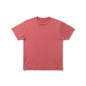 Camiseta Casual de Manga Corta para Hombre, Color Rojo Deslavado, 100% Algodón, Cuello Redondo, Ultra Suave, Transpirable, con Logotipo Personalizable en la Parte Delantera - Product Image 1