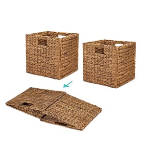 Panier de rangement en jacinthe d'eau naturelle, pliable, tissé à la main, panier à linge, organisateurs multi-usages pour le rangement des jouets, style rustique - Product Image 2