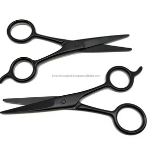 Ensemble de ciseaux à barbe professionnels de 5,5 pouces en acier inoxydable noir, ciseaux de barbier avec étui en cuir OEM ODM INSTRONIX SURGICAL - Product Image 1