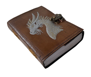 Embossed Genuine Leather Hardcover A5 Journal Dragon Game Thrones <b>Diary</b> Clasp <b>Lock</b> Vintage Shadow <b>Diary</b> - Product Image 1