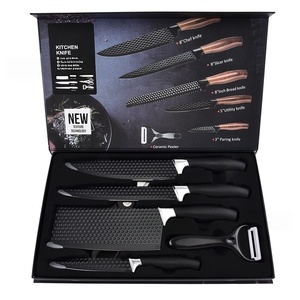 Juego de 6 piezas de alta calidad con cuchillo de chef, cuchillo rebanador, cuchillo multiusos, tijeras de cocina multiusos. Ideal para regalos, bricolaje y OEM. - Product Image 1