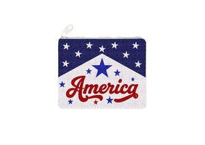 High Quality 4th July Customized Hand Embroidered Seed Beads Evening <b>Coin</b> <b>Purses</b> with Zipper Closure Durable & Eco-Friendly - Product Image 6