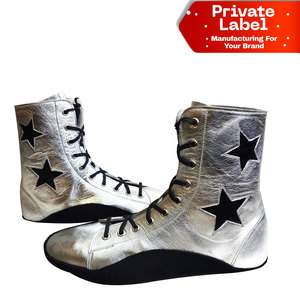 Zapatos de Boxeo de Alta Gama con Logotipo Personalizado al por Mayor, Botas Profesionales para Combate, Zapatos de Boxeo de Cuero Genuino Directo de Fábrica OEM - Product Image 1