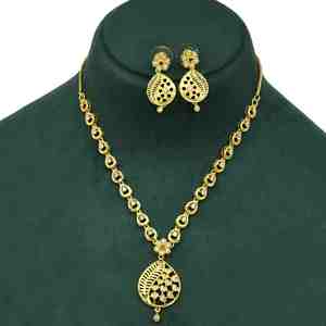 Colliers de mode en or plaqué 14K, 18K, 24K micronisé avec pierres AD et rubis, design traditionnel, ensemble de colliers courts pour mariée, vente en gros - Product Image 1