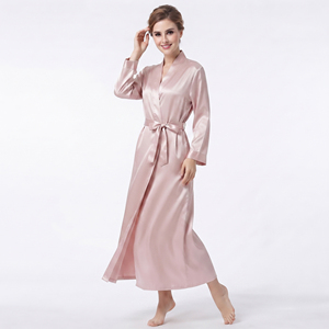 Bata Larga de Seda para Dormir, Vestido Largo de Noche para Mujer, Bata de Novia con Cinturón, Bata Sexy de Satén para Dormir, Vestido de Noche para Mujer - Product Image 1