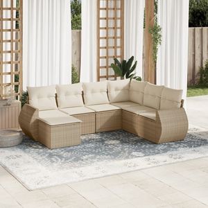 Conjunto de Sofá de Jardín Grande con Patas Ajustables en Ratán Sintético PE Beige - Product Image 1