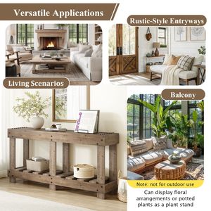 Tavolo Console U_Style in Legno di Abete Massiccio Vintage da 159,75 cm, 6 Gambe Rinforzate, Piano Spesso 11,43 cm, Design con Rivetti Metallici, Finitura Naturale - Product Image 6