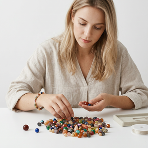Assortiment de perles en plastique rondes blanches, couleurs personnalisées, perles en vrac pour la fabrication de bijoux - Product Image 1