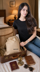 Wholesale Custom Logo Natural Cotton Canvas <b>Drawstring</b> Boot Bag Shoe Storage Pouch with Silk Screen Printed Text - Product Image 2