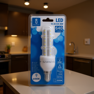 Bombilla LED T3 2u E14 8w 640 Lúmenes 6400k, Equivalente a 65w, Vida Útil de 25000h, para Modernización y Reemplazo - Product Image 3