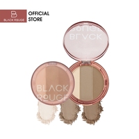 Palette de poudre pressée à fini mat longue tenue, triple contouring, anti-bavures, de la marque coréenne Black Rouge