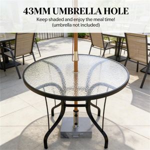 Mesa de Comedor Negra para Exteriores con Orificio para Sombrilla, para Terraza o Uso como Mesa de Café - Product Image 3