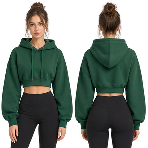 Fabricant de sweats à capuche courts pour femmes en marque privée, fournisseur en gros de sweats courts pour les marchés américain, britannique et européen, vêtements de mode. - Product Image 1