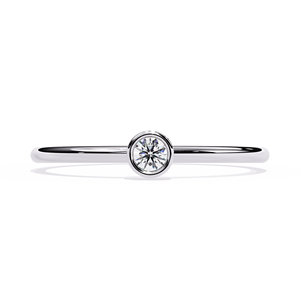 Bague solitaire en or massif 18 carats avec diamant naturel serti clos, diamant rond brillant, bague de mariage minimaliste pour femme, vente en gros - Product Image 3