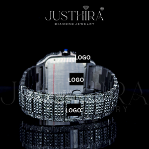 Montre JUSTHIRA pour homme, luxe, sport, affaires, bracelet en acier inoxydable, cadran carré noir avec diamants, calibre 41 mm, meilleur prix - Product Image 5