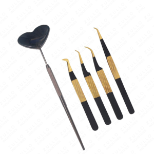 Juego de Espejos para Extensión de Pestañas de Acero Inoxidable en Forma de Corazón, Pinzas Antiestáticas con Logotipo Personalizado, Kit de Belleza Profesional - Product Image 4