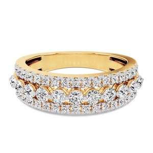 Anillo de Diamantes de Corte Redondo con Múltiples Hileras y Puntas Compartidas - Product Image 3