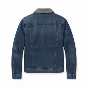 Veste en jean pour homme personnalisée, doublée en sherpa, bleu délavé, manteau décontracté d'hiver - Product Image 3