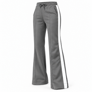 <b>Women</b> Red Fleece Drawstring Flare Pants Breathable <b>Winter</b> Sporty Side Stripe Track <b>Trousers</b> - Product Image 6