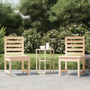 Juego de 2 Sillas de Jardín de Madera de Pino Maciza, Tamaño Mediano, Muebles de Exterior de Madera Natural - Product Image 1