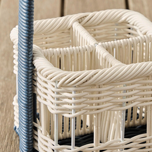 Panier à couverts en rotin bleu de qualité supérieure, fait main, pour la table à manger, rangement de la cuisine, organisateur de couverts, écologique - Product Image 2