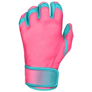 Gants de frappeur de baseball professionnels personnalisés en cuir de cabretta souple, durables, ajustables, rose et bleu, à manchette courte, pour l'extérieur - Product Image 2