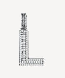 L Letter Pendant Charm Rhodium Plated Gold/Silver Emerald Cut Diamond Channel Setting Trendy Unisex Gift - Product Image 2