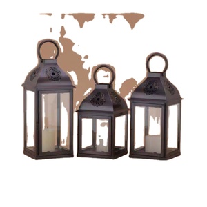 Glamurosos candelabros de metal, conjunto de 3 linternas colgantes de Marruecos, decoración central, votivos y portavelas - Product Image 1