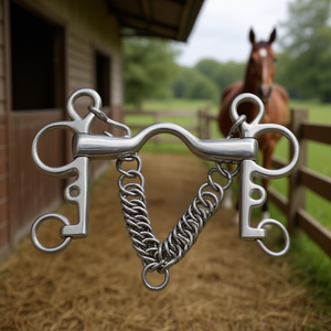 Mors Pelham en acier inoxydable pour chevaux, double rênes, durable, résistant à la rouille, mors d'entraînement équestre avec chaîne de rênes - Product Image 3