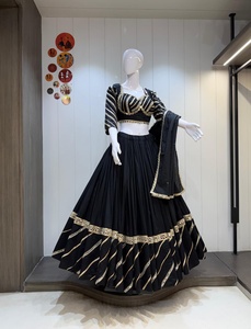 Lehenga Choli en tissu Vatican avec bordure à miroirs épaisse de 8 mètres, Dupatta en cambrass à motifs plaqués, pour mariage et fêtes - Product Image 5