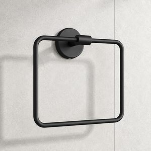 Porte-serviettes mural en acier inoxydable noir avec revêtement en poudre pour lavabo et salle de bain - Product Image 3