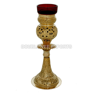 Ecclesiastical Vigil Oil <b>Candle</b> | Brass Sanctuary Lamp with <b>Red</b> Glass – DOUBLE VEE EXPORTS - Product Image 2