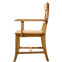 Fauteuil en teck de haute qualité au design moderne, avec dossier en X et accoudoirs, idéal pour les repas en extérieur