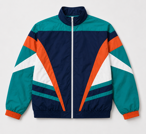 Custom Retro Street Wear Colorblock <b>Jacket</b> Polyester Zipper Oversized <b>Mens</b> Windbreaker <b>Jacket</b> - Product Image 5