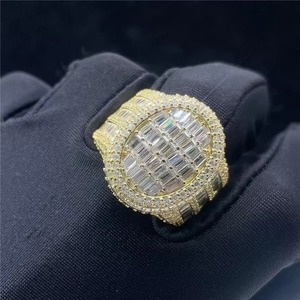 <b>Mens</b> VVS Moissanite 925 Sterling <b>Silver</b> Baguette <b>Ring</b> Iced Out Eternity <b>Ring</b> Diamond <b>Ring</b> Big Engagement Statement <b>Ring</b> - Product Image 1