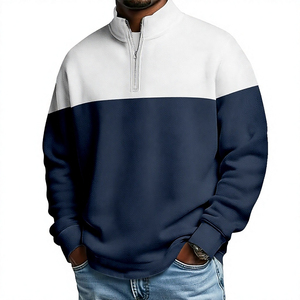 Sudadera Premium para Hombre con Cierre de Cremallera, Bloques de Color, Cuello Alto, Forro Polar, Ropa Deportiva Casual de Manga Larga, Prenda Personalizada para Primavera - Product Image 5
