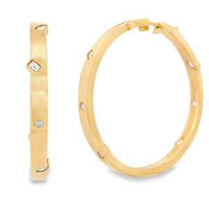 Wholesale Large Multi Cut Lab Grown Diamond <b>Hoop</b> <b>Earrings</b> 10K 14K 18K <b>Solid</b> Gold Flush Set Shiny Big Huggies Factory Price Bulk - Product Image 3