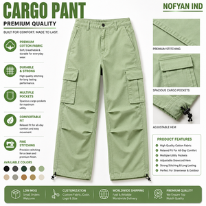 Fábrica de Ropa de Marca Privada, Pantalones Cargo Multibolsillos de Tela Ripstop de Algodón con Logotipo Personalizado, MOQ Bajo, Producción en Masa Rápida - Product Image 1